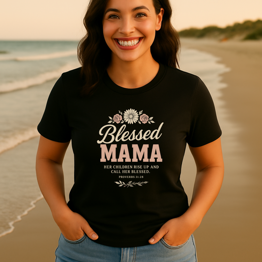 Blessed Mama Tee – Women's black t-shirt | Faith Merch