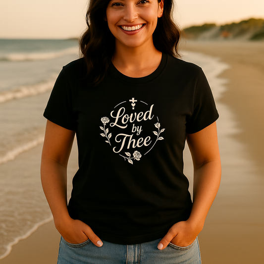Loved by Thee Tee – Women's black t-shirt | Faith Merch