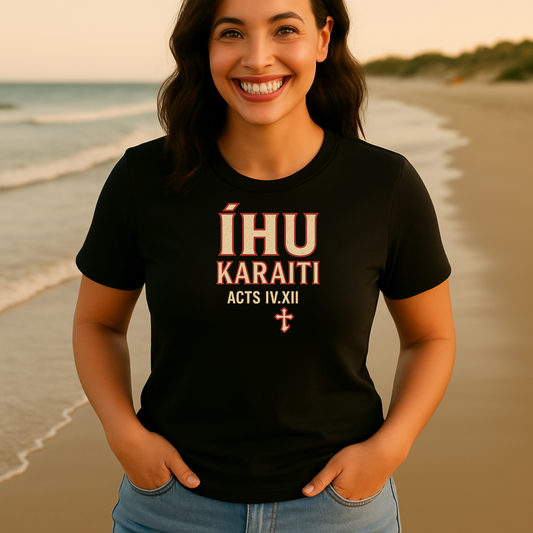 Īhu Karaiti – Women's black t-shirt | Faith Merch