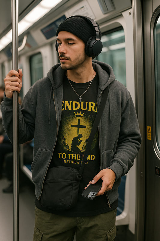 ENDURE to the End Statement Tee - Black tshirt | By Faith Merch