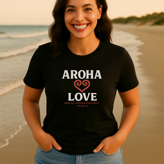 Aroha Love Tee – Women's black t-shirt | Faith Merch