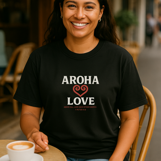 Aroha Love Tee – Women's black t-shirt | Faith Merch