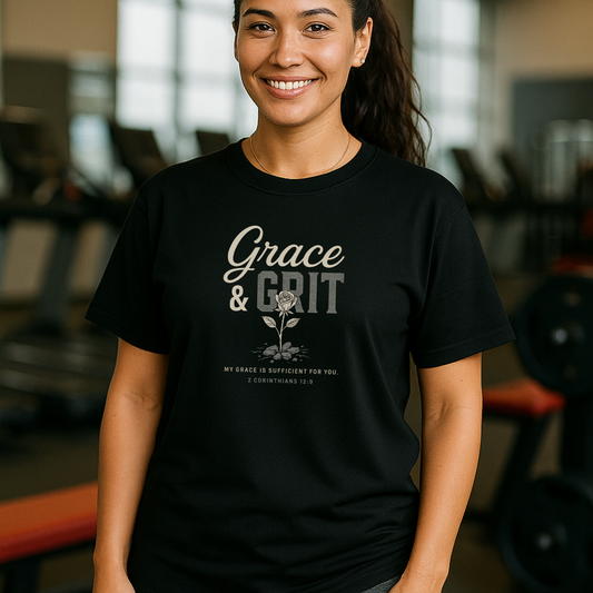 Grace & Grit Tee – Women's black t-shirt | Faith Merch