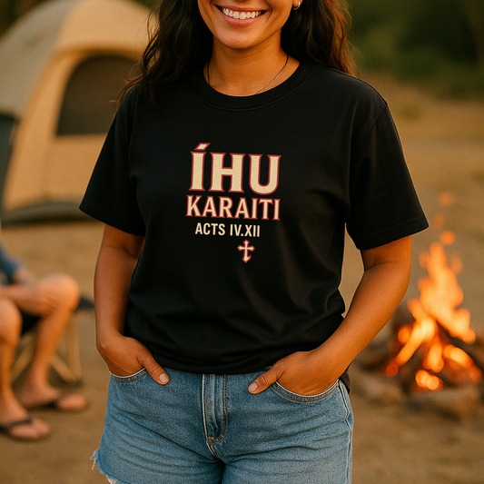 Īhu Karaiti – Women's black t-shirt | Faith Merch