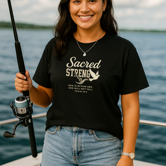 Sacred Strength Tee – Women's black t-shirt | Faith Merch